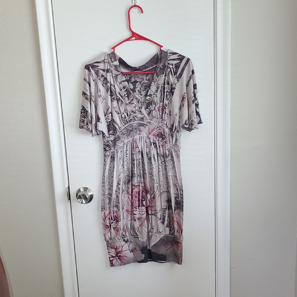Floral Print Dress with Short Sleeves